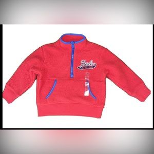 Polo Ralph Lauren Boy Fleece Jacket Embroidered Logo Half Zip Red Size 2T